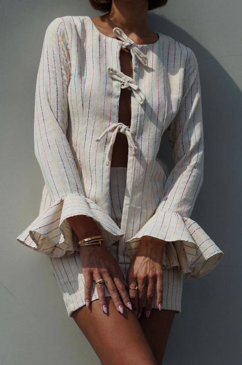 Tamaara linen stripe top